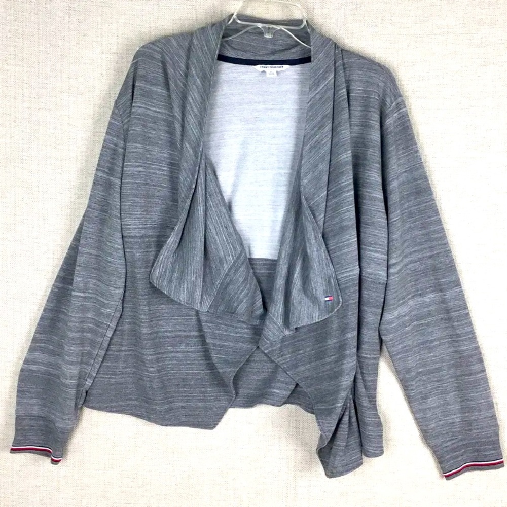 Grey Tommy Hilfiger Sport draped cotton cardigan